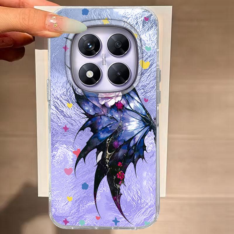Hülle für Redmi Note 14 Pro Plus 13 Pro 14S 14C 13C A3 Xiaomi 14T 13T Pro Handyhülle Lila Blau Schmetterling für Redmi A5 Weiche Tasche
