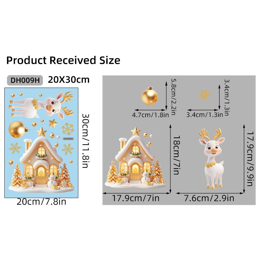 Christmas Snowflake Elk Snowman Glass Sticker Noel Ornaments Xmas Wall Stickers Merry Christma Decor Happy New Year Sticker