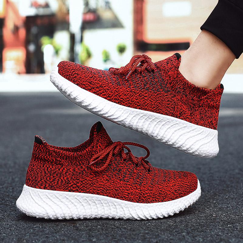Men's Fashion Breathable Sports Flyknit Mesh Shoes Outdoor Hiking Shoes Tourism Walking Socks Shoes