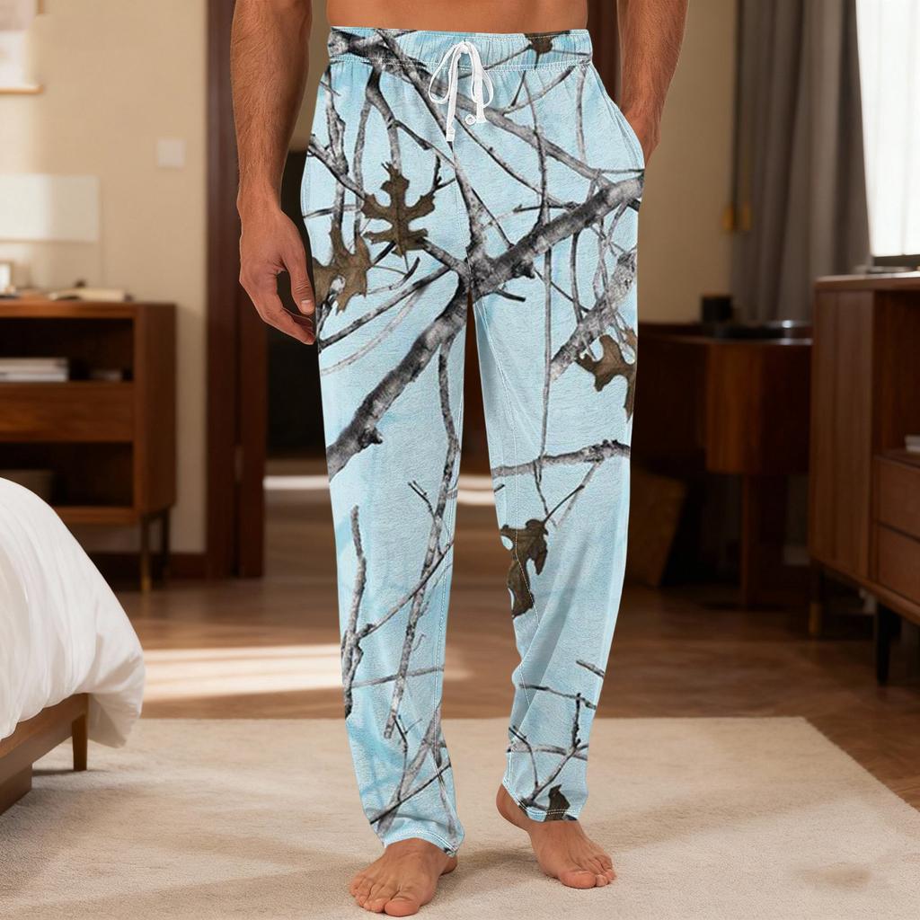 Pantaloni casual da uomo con coulisse, tasche e polsini, pantaloni da casa per dormire
