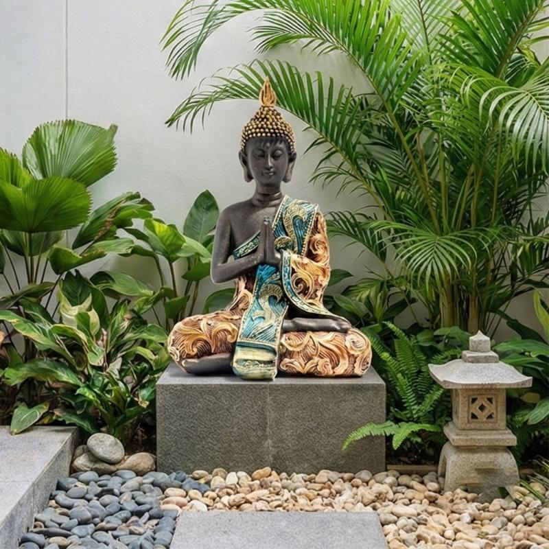 Thai Buddhist Sculpture Resin Craftsmanships Fengshui Decoration Piece Buddhas Statue For Indoor Spiritual Ambiances