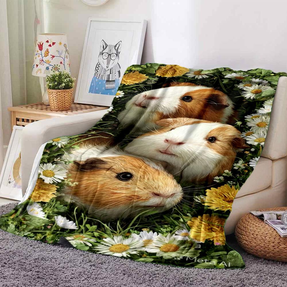 Guinea Pigs Print Flannel Blanket High Quality Warm Comfortable Cover for All Seasons Perfect for Gifts Home Decor