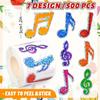 Colorful Laser Music Note Adhesive Stickers - 500/Roll
