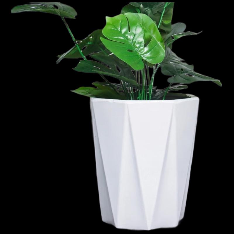 Large Octagonal Low-Profile Ceramic Flower Pot