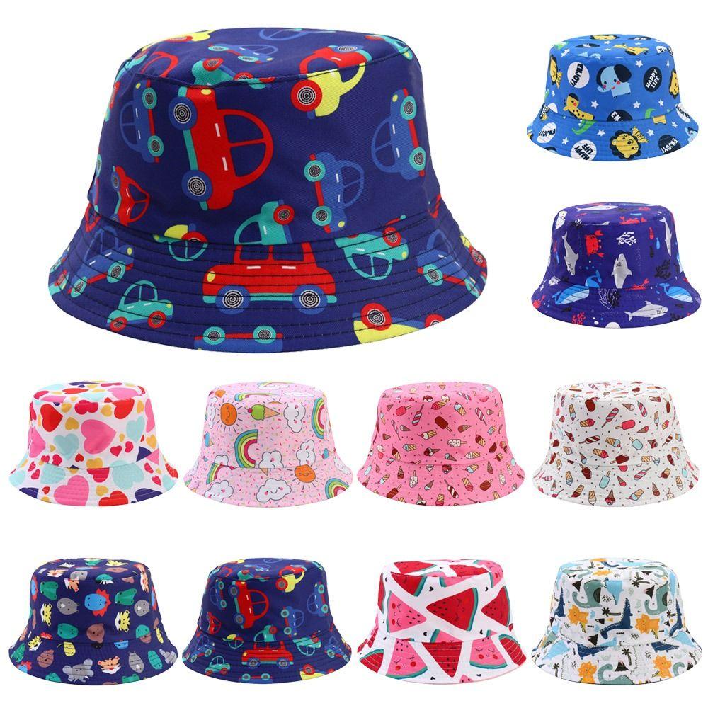 

Summer Beach Cap Adjustable Children Bucket Hats Wide Brim Cap UV Protection Sun Hat
