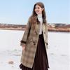 Betu Damen Eleganter Colorblock-Kragen Karierter Wintermantel