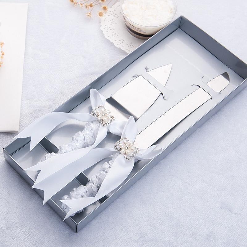 European Knife and Fork Set Gift Wedding Stainless Steel Cake Knife Shovel   Wedding Flowers Decoration for Table