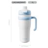 (LOCK&LOCK) Giant Ceramic-Coated Insulated Mug for Men And Women, Stylish Thermos with Handle, Hot And Cold Water Bottle, 1L, White