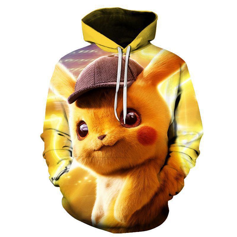 Sweat-shirt Pokémon Pikachu pour hommes et enfants, impression numérique 3D, grande taille, européen et américain, adultes, 2024