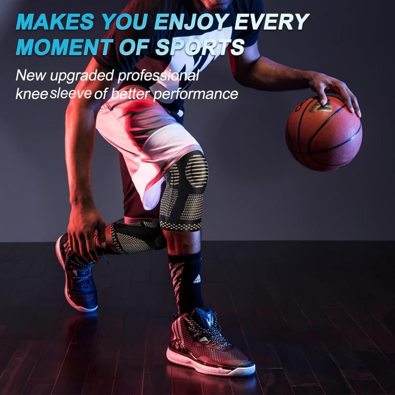 Sports Knee Pads Copper Ion Knitted Nylon Basketball Fitness Skipping Rope Running Outdoor Cycling Sports Knee Pads