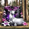 1pc Fantasy Deer Print Throw Blanket Polyester Fiber, Lightweight Flannel, Soft & Warm, All Season Use for Outdoor, Camping Digital Print