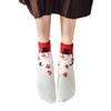 Festival Thickened Coral Velvets Floor Socks for Home Comfort Indoor Fuzzy Slipper Socks with Cartoon Christmas Pattern