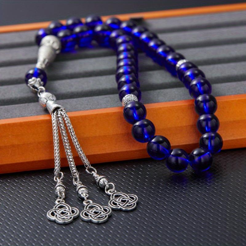 Blau Elegant Damen Perlen Schmuck Knoten Siegel Anhänger Schmuck Rosenkranz Muslimisches Gebet Hand Schnur Quaste Islamisch Naher Osten orange