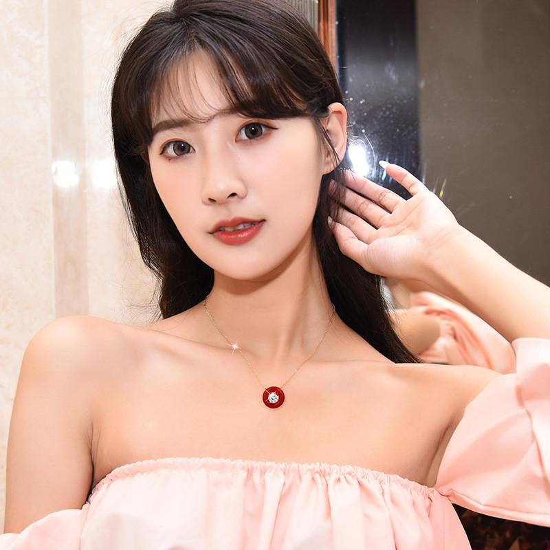 Stunning Korean Style Round Bubble Agate Zirconia Clavicle Necklace For Women In Unique Colors