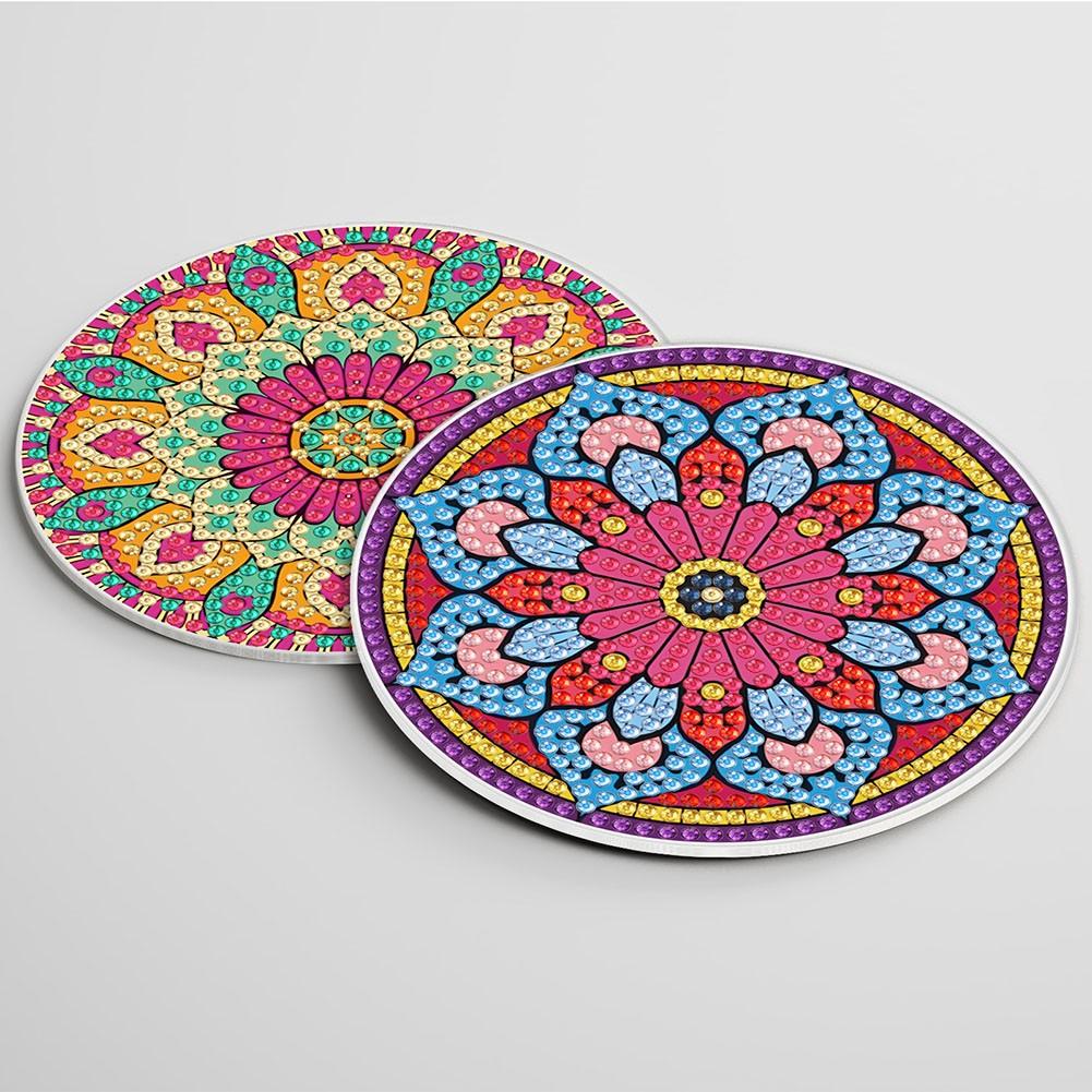 8 Pcs  Coasters Kit with Holder Diamond Art Paint DIY Adult Kids