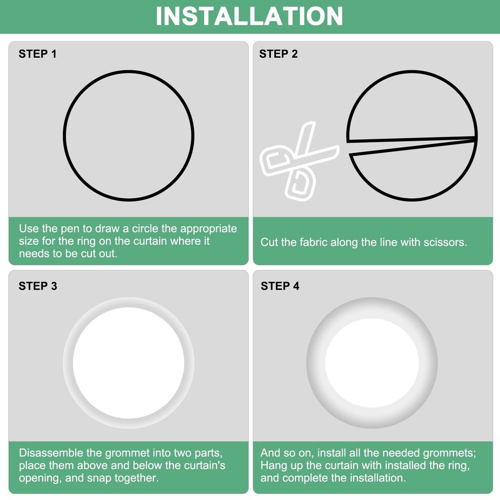 METERXITY Curtain Inner Diameter Plastic Curtain Ring Clips Eyelet Nanoscale Quiet Roman Rings for Home Drapery Grommets 25-Pack Grommets, 1-9/16"