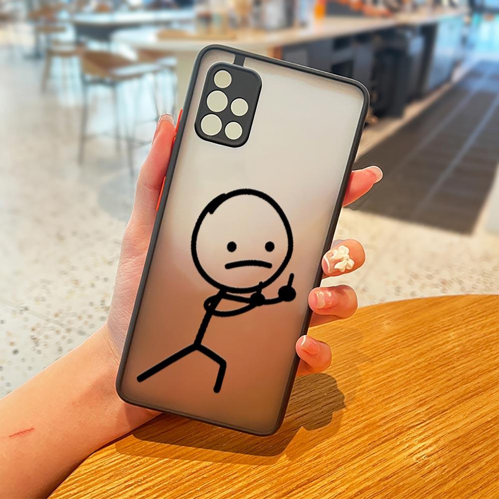 Cute Middle Finger Funny Man Galaxy A53 5G Case For Samsung A52 A52s A13 A14 A21S A23 A32 A33 A51 A71 A73 Phone Case Matte Cover