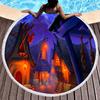Round Beach Towel,Cartoon Fairy Tale Hedge House Sand Resistant Shawl Beach Blanket,Absorbent Quick Dry Pool Towel Picnic Mat