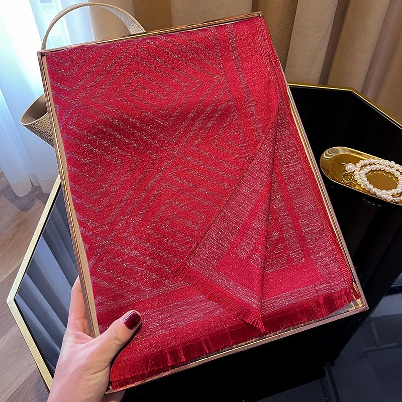 

Spring Imitation Silk Scarf Women S Fashion Shawl High-End Elegant Shawl Tencel Cotton Versatile Silk Scarf