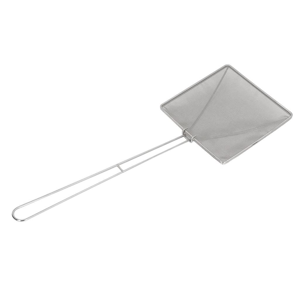 Oil Residue Shovel Strainer 304 Stainless Steel Square Fine Mesh Wok Skimmer Slotted Spoon for Cooking Frying Oil
