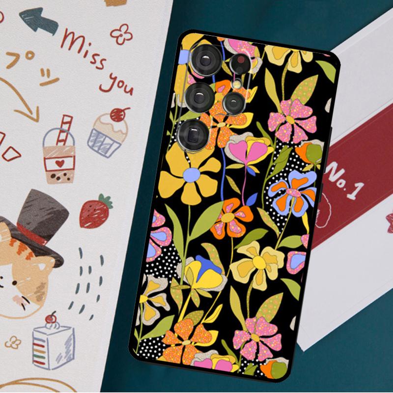 Flower Power Deformed Love Phone Case For Samsung Galaxy S23 S21 S22 Ultra S8 S9 S10 Note 10 Plus S20 FE Cover Funda