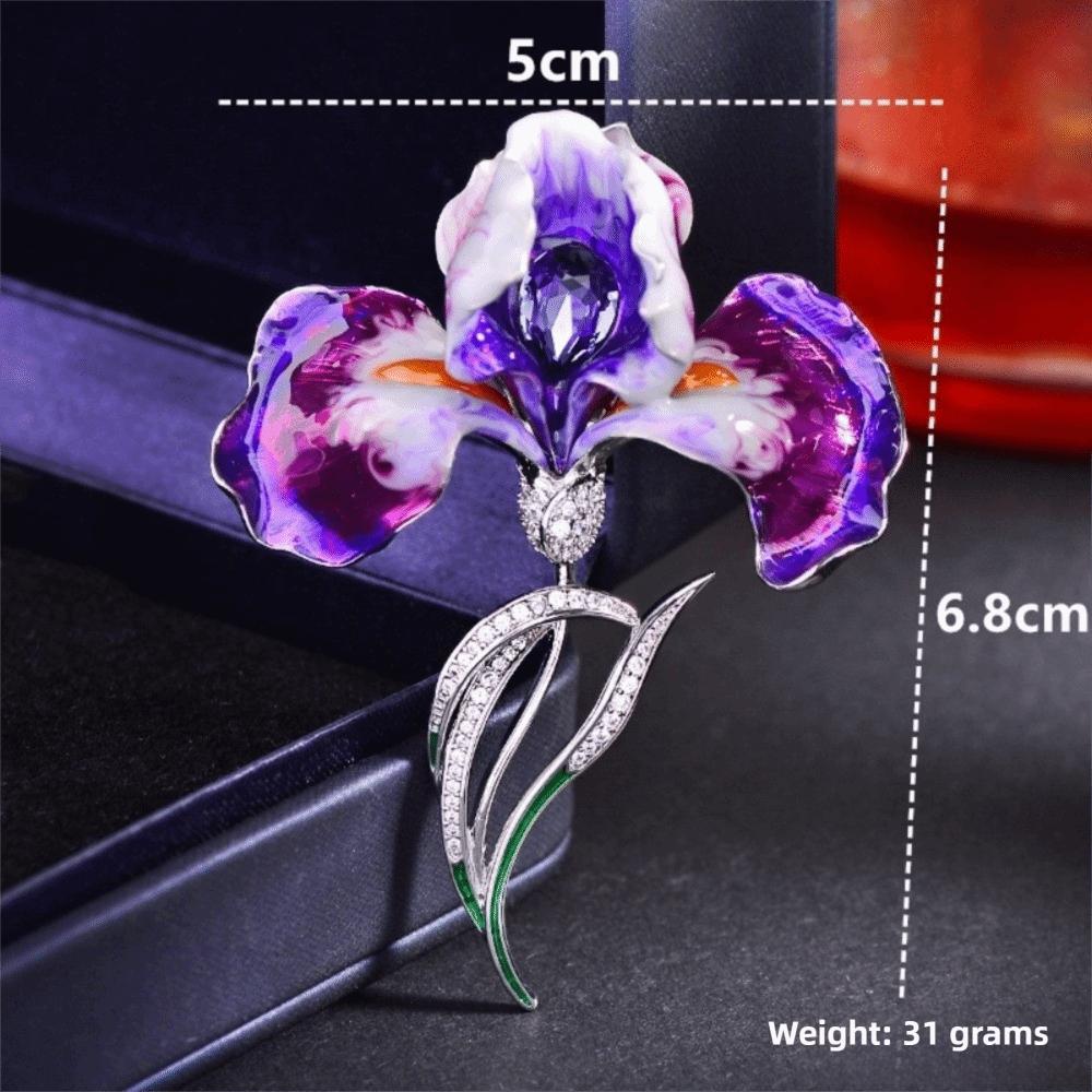 New Rhinestone Iris Brooch for Women Elegant High-quality Suit Brooch Metal Retro Flower Brooches Gifts