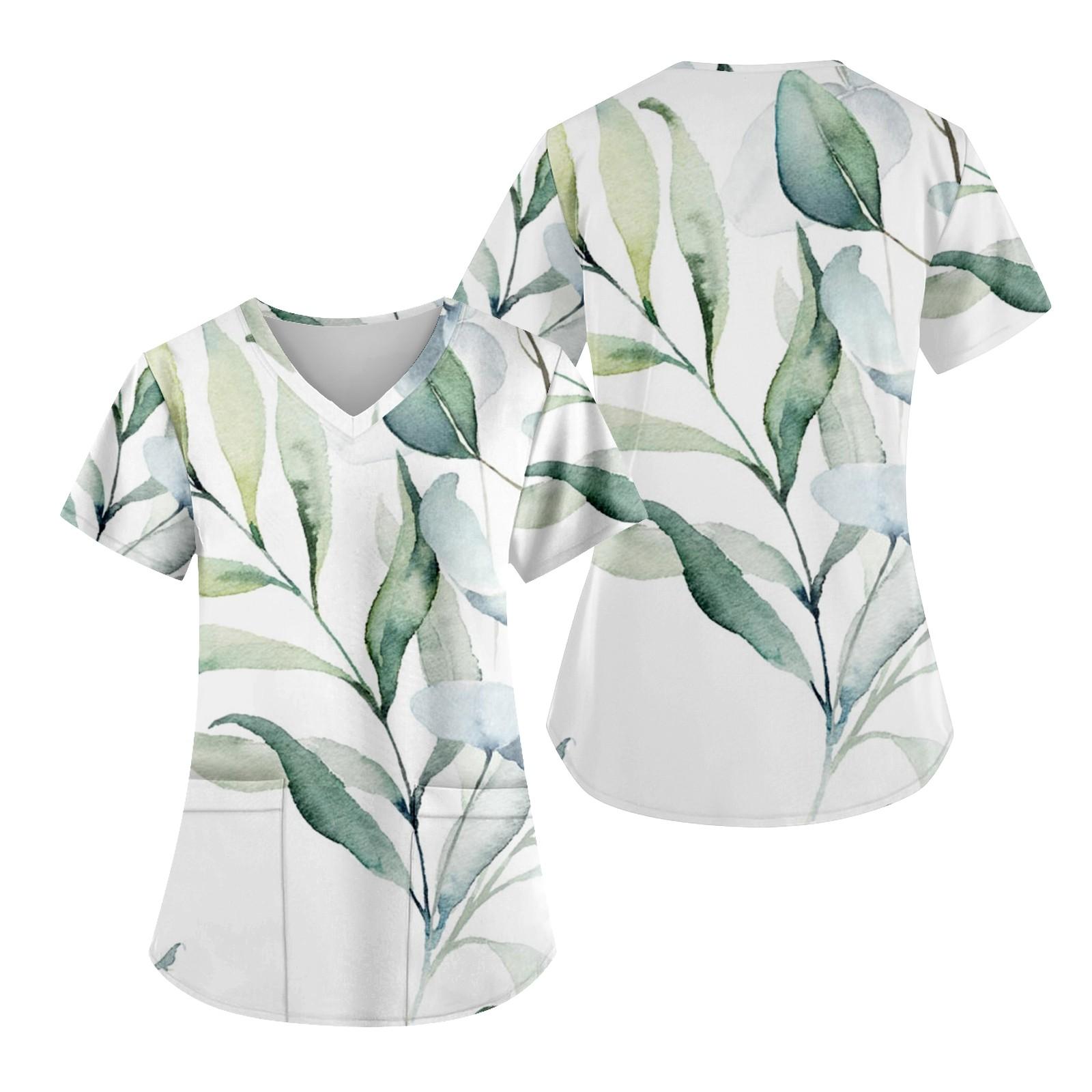 

Женский модный топ с v-образным вырезом и коротким рукавом с карманом и коротким рукавом для ухода за ребенком XXXXL зелёный