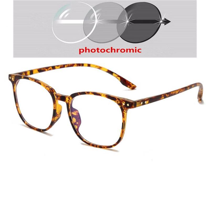 0 -0.5 -0.75 To -4.0 Anti Blue Light Transparent Gray Frame Square Myopia Glasses Rivet  Minus Degree Prescription Spectacle