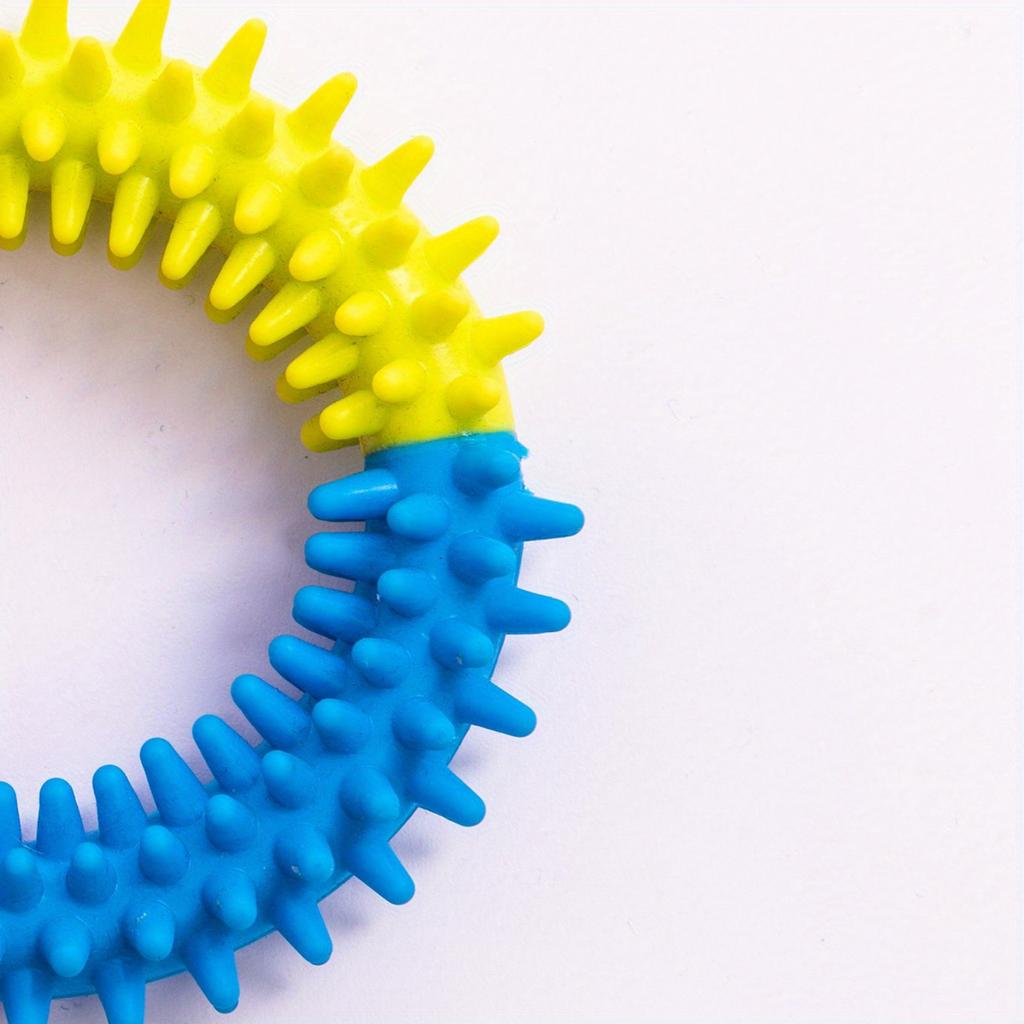 Colorful Dog Chew Thorn Circle Toy, TPR Bite-resistant Rubber Chewing Toothbrush Ring Pet Interactive Training Play and Dental Health