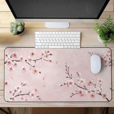Alfombrilla de Ratón Grande para Gaming Flor de Cerezo Alfombrilla Extendida para Escritorio con Diseño Floral Rosa Alfombrillas Para Escritorio Accesorios para Gaming