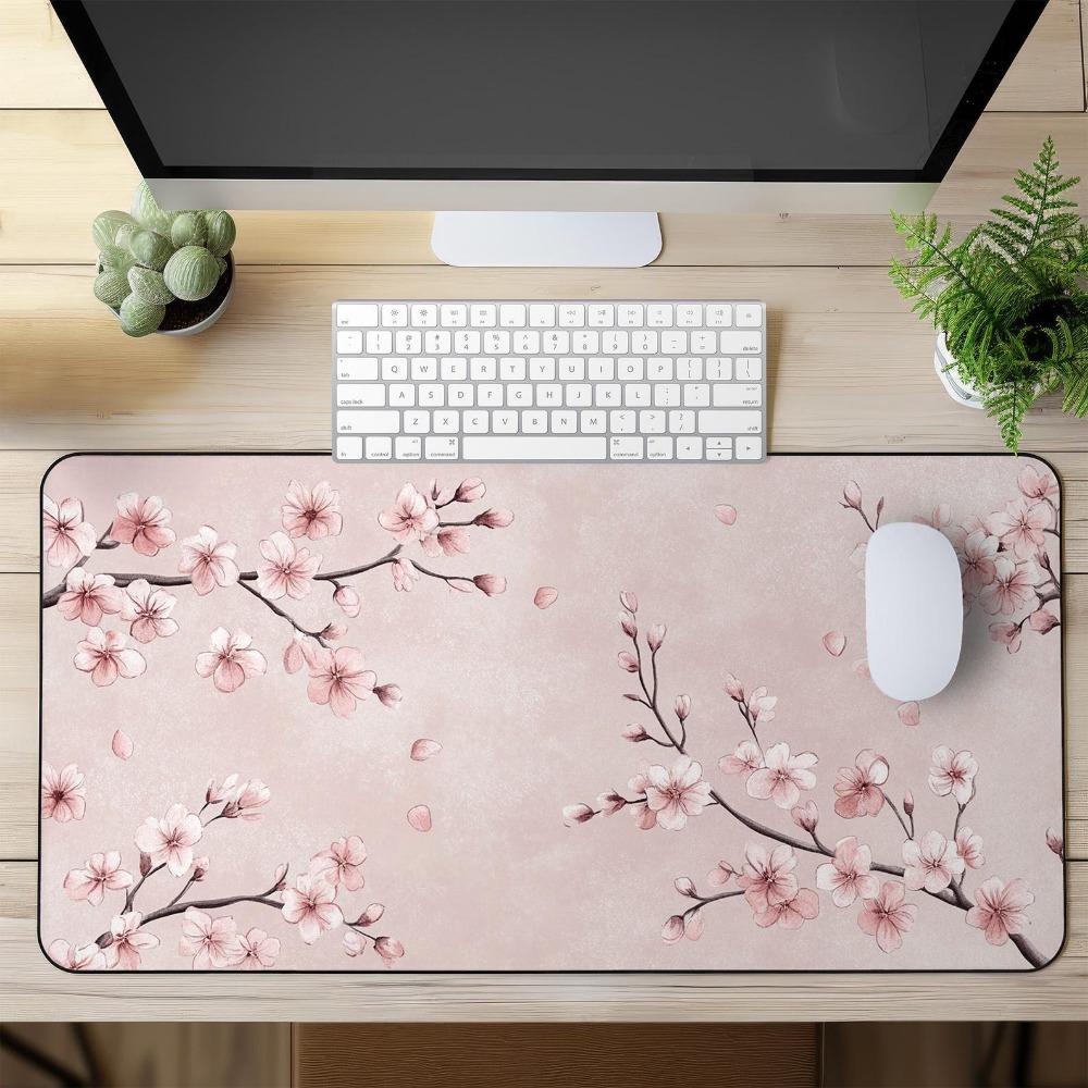 Cherry Blossom Large Gaming Mouse Pad Extended Desk Mat With Pink Floral Design Alfombrillas Para Escritorio Gaming Accessories