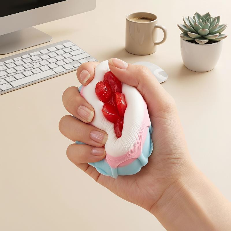 Jumbo Simulation Strawberry Cake  Pu Slow Rising Cute Squeeze Toy For Backpack Pendant Decoration