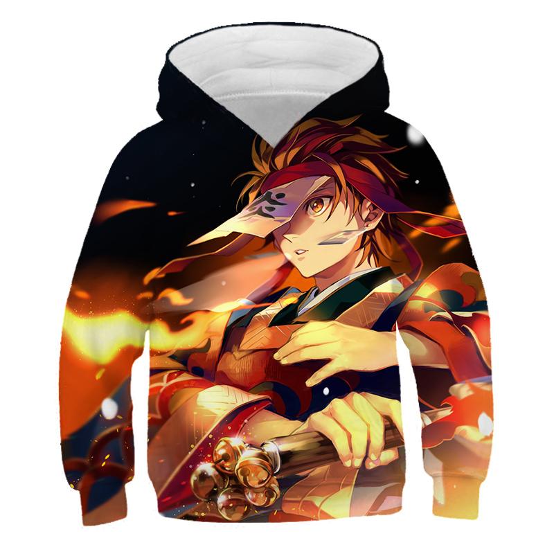 2025 Dětské 3D Mikiny Demon Slayer Módní Podzimní Chlapecká Mikina s Kapucí Manga Kimetsu No Yaiba Chlapci Dívky Svetry 4-14 Let Oblečení