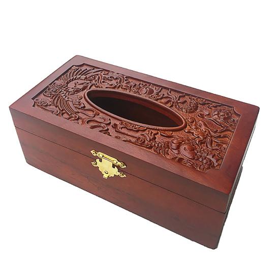 Vintage Wooden Hollow out preging Tissue Box Papir Serviettholder Home Decor