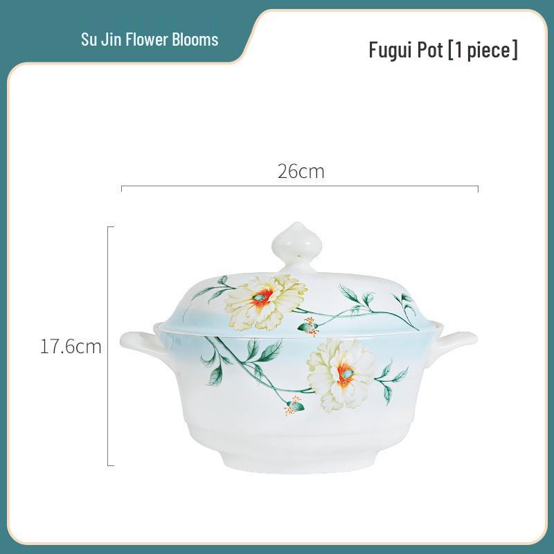 Tangshan Bone China New Chinese Style Tableware Set: Bowls and Plates Collection