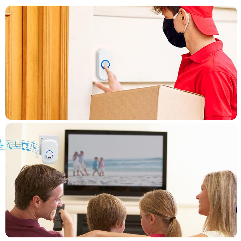 Wireless Doorbell Waterproof Welcome Chime Home Door Bell Intelligent Smart Alarm With Battery