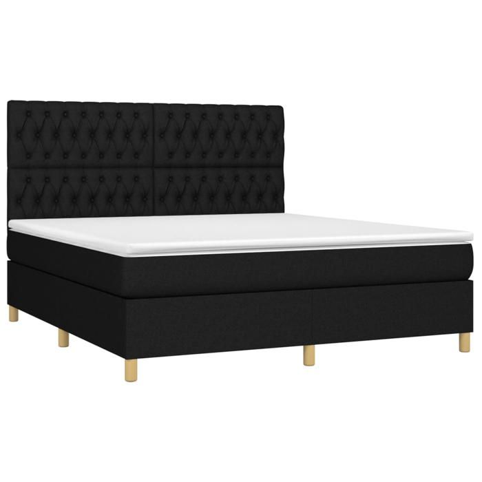 VidaXL Bed Slat Base with Mattress and LED, Upholstered Bed, Double Bed, Adult Bedroom Interior Bed, 3135695