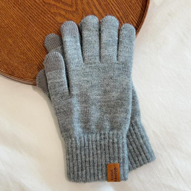 Men's Gloves Solid Color Knitted Wool Gloves Are Cold-proof and Warm In Autumn and Winter, and Can Be Simple and Versatile with Five Fingers