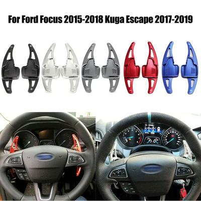 2Pcs Aluminium Steering Wheel Shift Paddle Shifter Extension Car Gearbox Sticker For Ford Focus 2015-2018 Kuga Escape 2017-2019