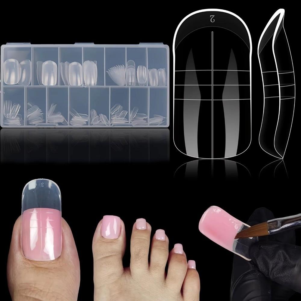 150pcs Acrylic Full Nail Tips 15 Size Toenails Extension New False Nail  Foot Armor Mold