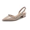 HL11 beautiful empty sandals women's 2025 new high-heeled rivet single shoes niche design temperament pointed sandals