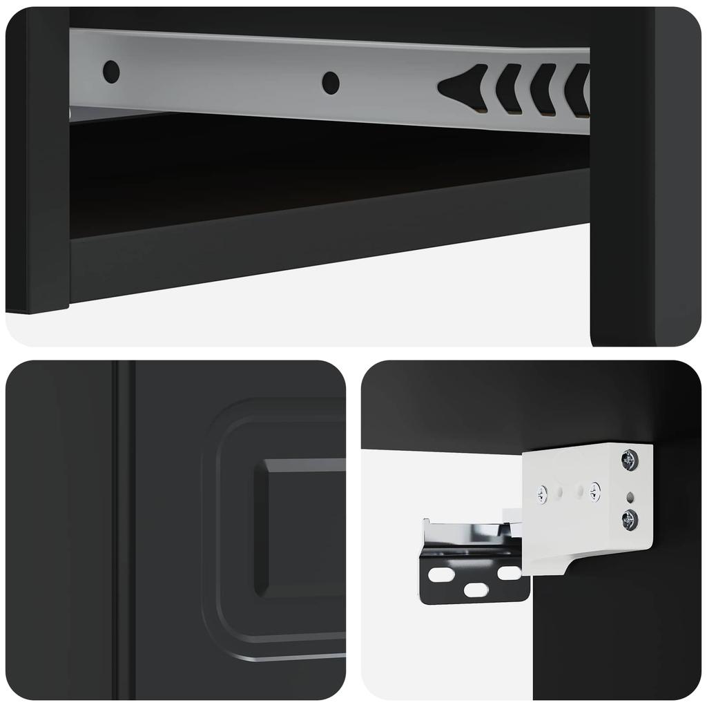 Wall Mounted Side Table Black 87.5 X 34.5 X 17 Cm