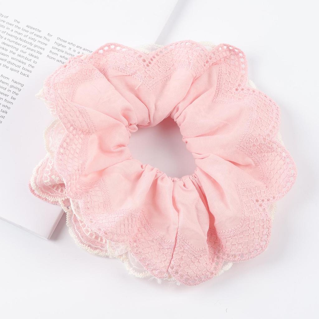 Influencer Double Layer Lace Hair Tie - Simple Large Fabric Hair Accessory with Rubber Band