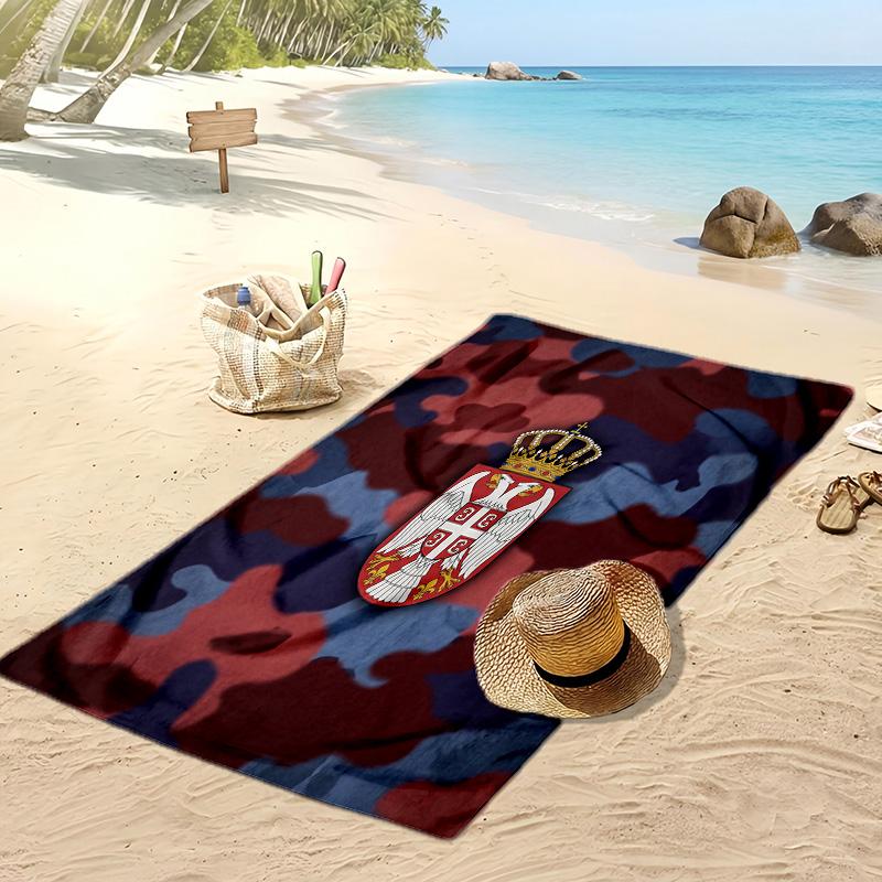 Asciugamano da Spiaggia Stampa Serbia Asciugatura Rapida Super Assorbente Morbido Asciugamano da Bagno per Nuoto Spiaggia Viaggio Souvenir Regalo