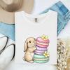 Bunny Macarons Shirt Desserts Animal Gift Women Cute Tee Macaron T-Shirt Pastry Fan Macaroon Tshirt Creature Graphic Hand Drawn Flowers