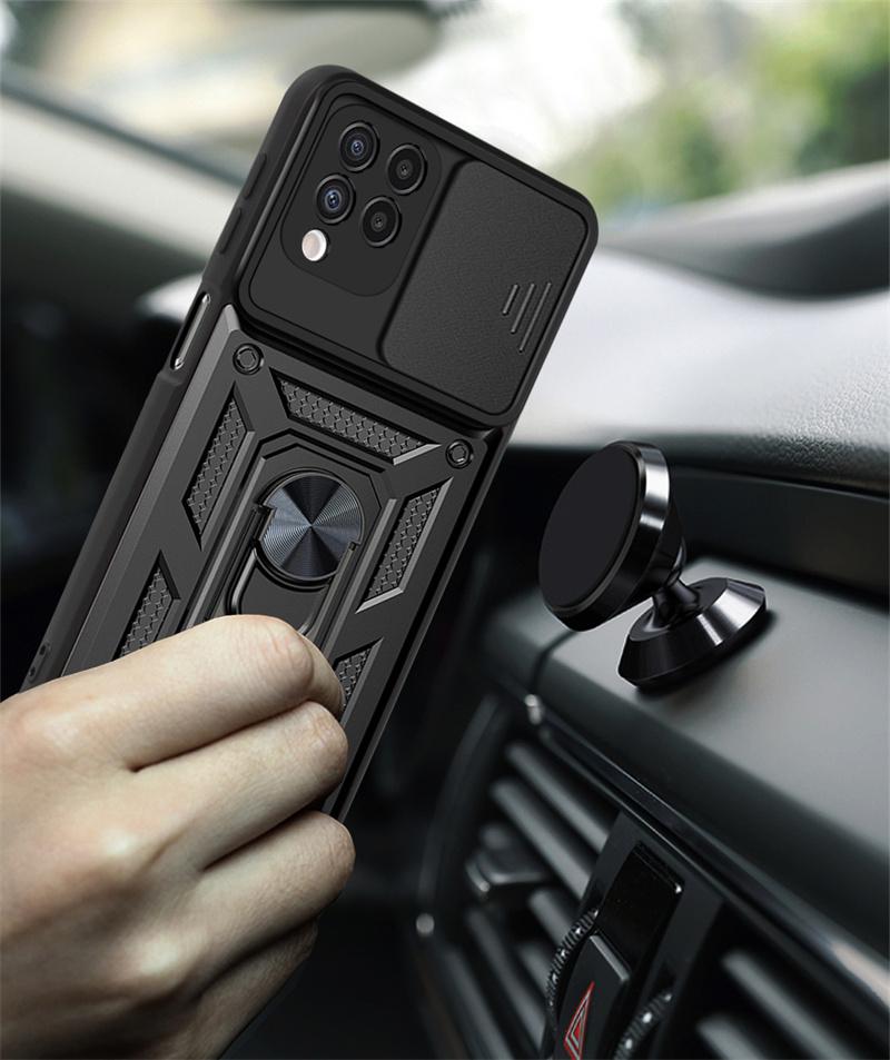 For Samsung Galaxy A12 Case Shockproof Metal Magnetic Ring Armor Phone Cases For Samsung A12 A 12 GalaxyA12 Lens Protect Cover