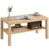 2-Tier Coffee Table with Storage Shelf, Rectangular Centre Table for Living Room, Home Office, Natural Wood Finish