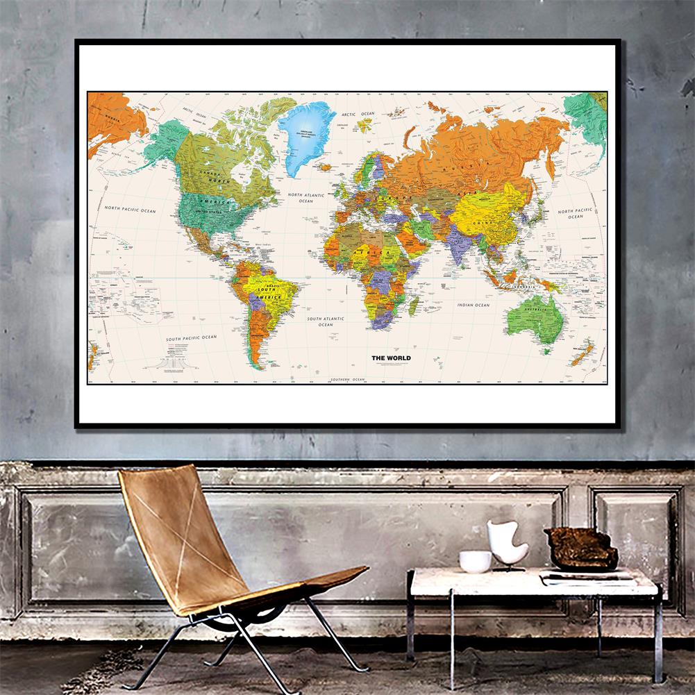 World Map -Classical Map Large Poster Prints Wall Art Background Cloth Home Living Room Wall Decor