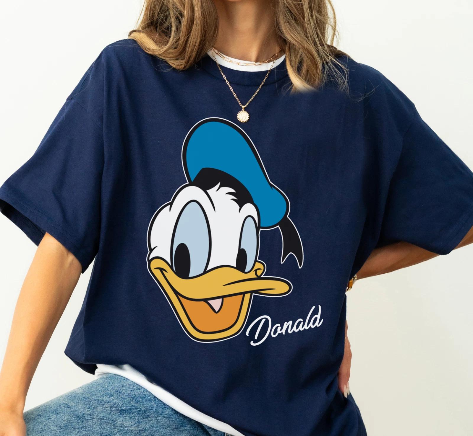 Disney Donald Duck Big Face Cute Portrait Unisex Adult 100% Cotton T-shirt Mens Tees Top Kid Tee 2XL