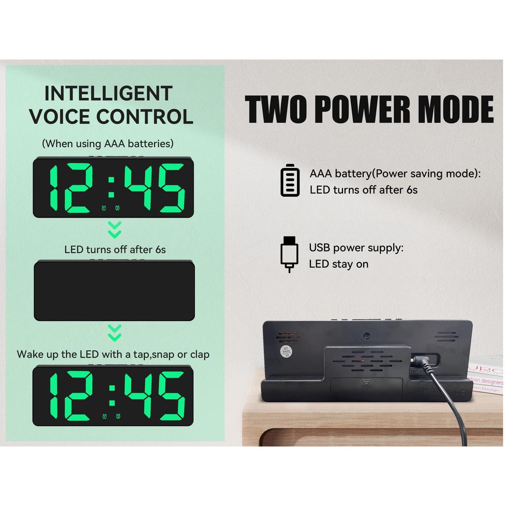 Digital Alarm Clock Upgraded Version LED Clock for Bedroom Electronic Desktop Clock with Temperature Display 5 Level Bright